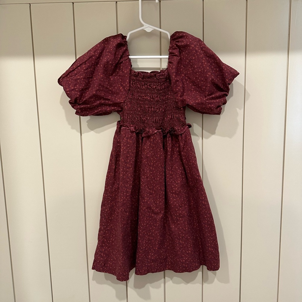 Smocked Berry Floral Girls Dress with Puff Sleeves